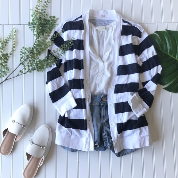 J. Crew Sweaters - J. Crew cardigan striped lightweight blue white